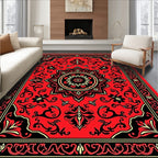 Ornate Red Floral Mandala Area Rug