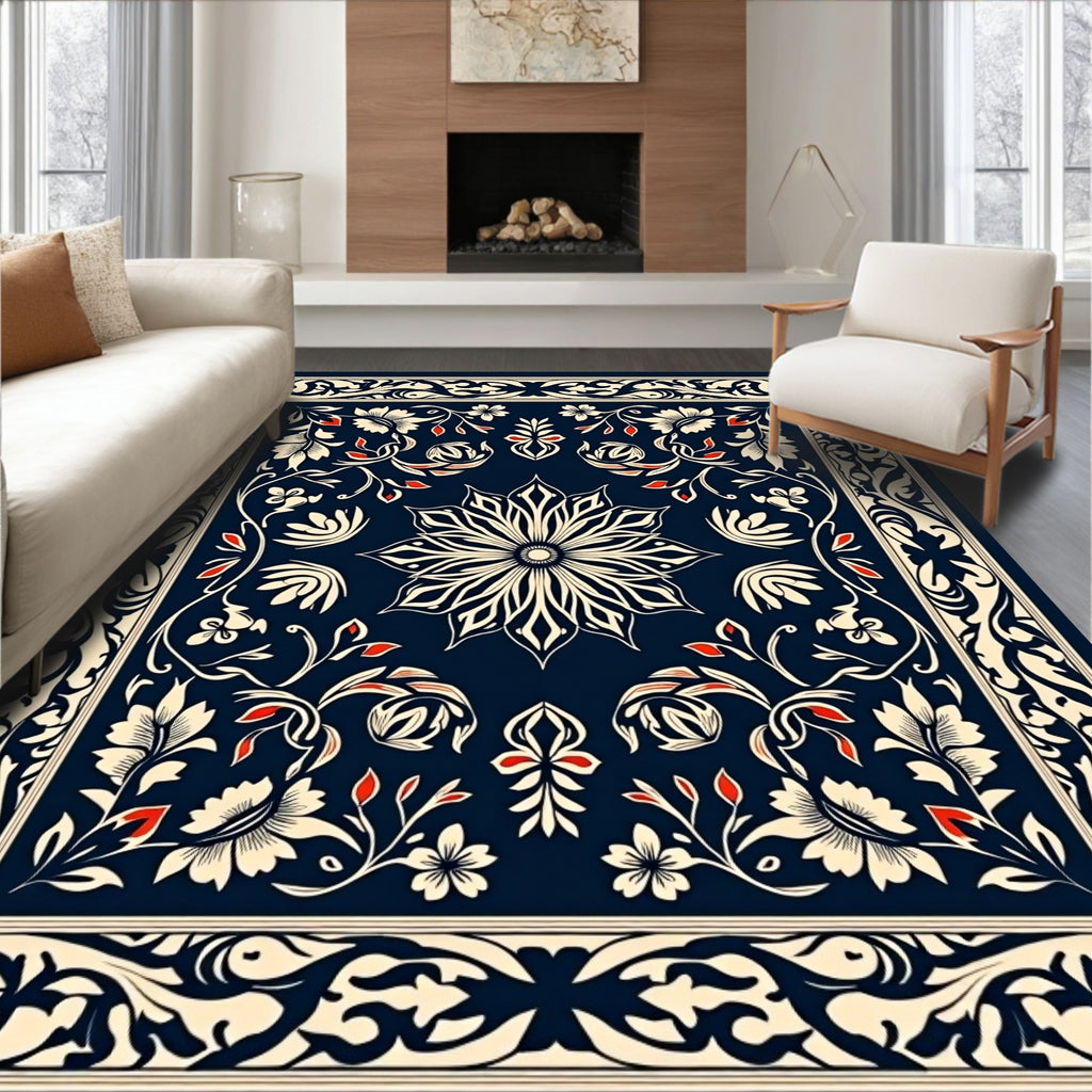Elegant Floral and Mandala Design Rug