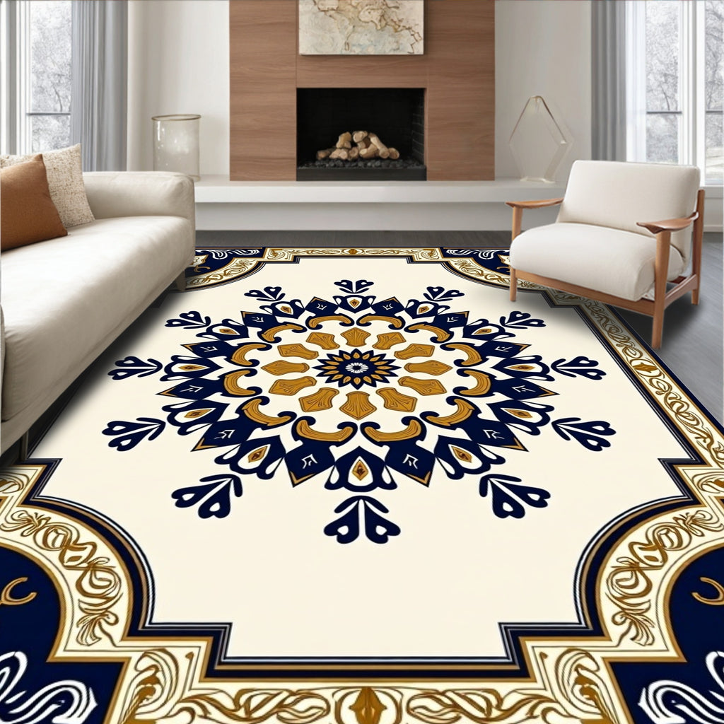 Ornate Medallion Flower Pattern Rug