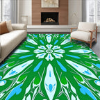Green Blue Floral Mandala Pattern Rug