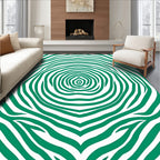 Green Abstract Zebra Stripe Rug