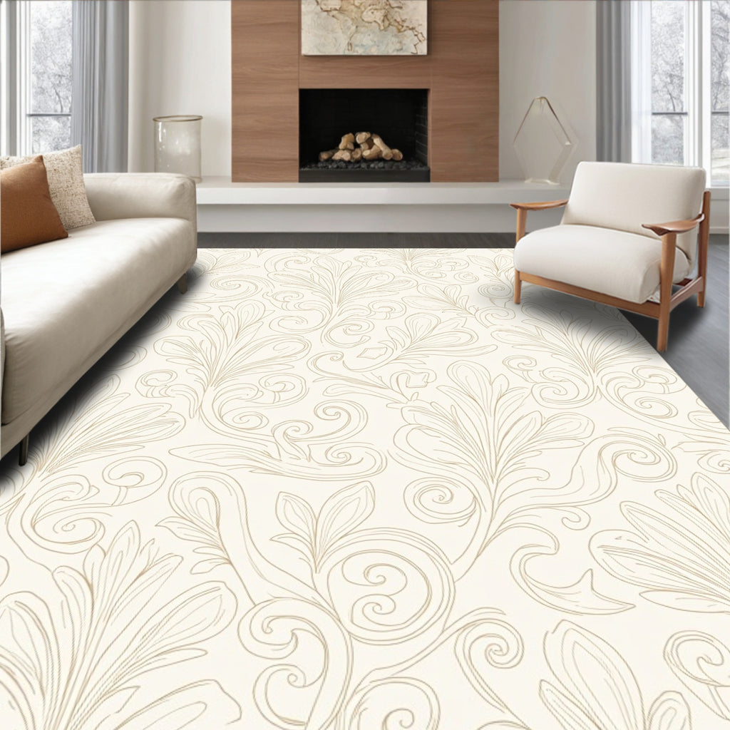 Classic Floral Scroll Pattern Rug