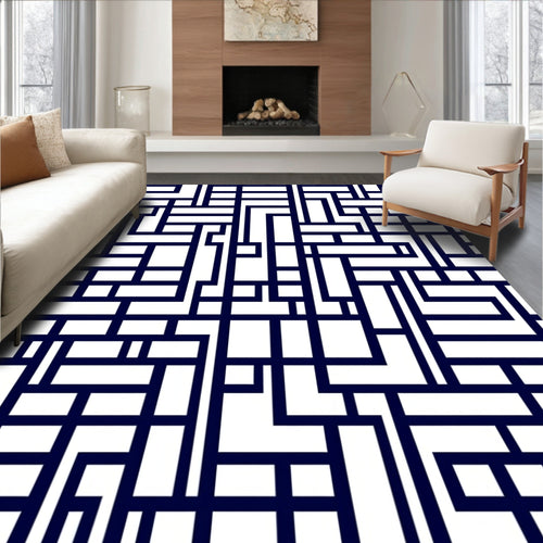 Abstract Geometric Maze Pattern Rug