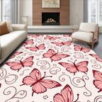 Delicate Pink Butterfly Swirl Pattern Rug