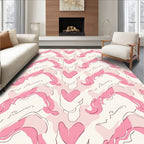 Abstract Pink Heart Flow Pattern Rug