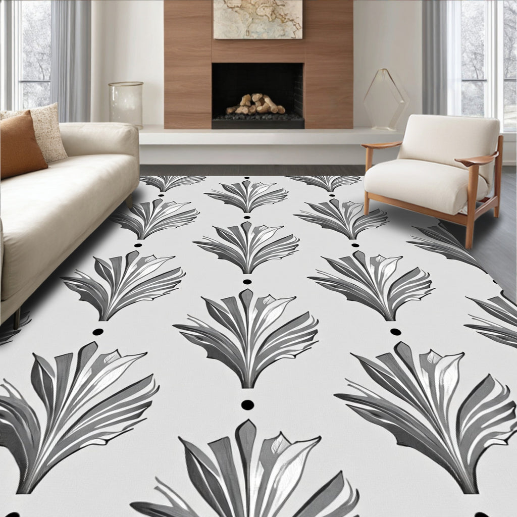 Art Deco Floral Motif Repeating Pattern Rug