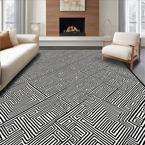 Abstract Geometric Maze Pattern Rug