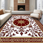 Rich Wine Scarlet Floral Scroll Rug
