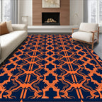 Abstract Orange Navy Geometric Pattern Rug