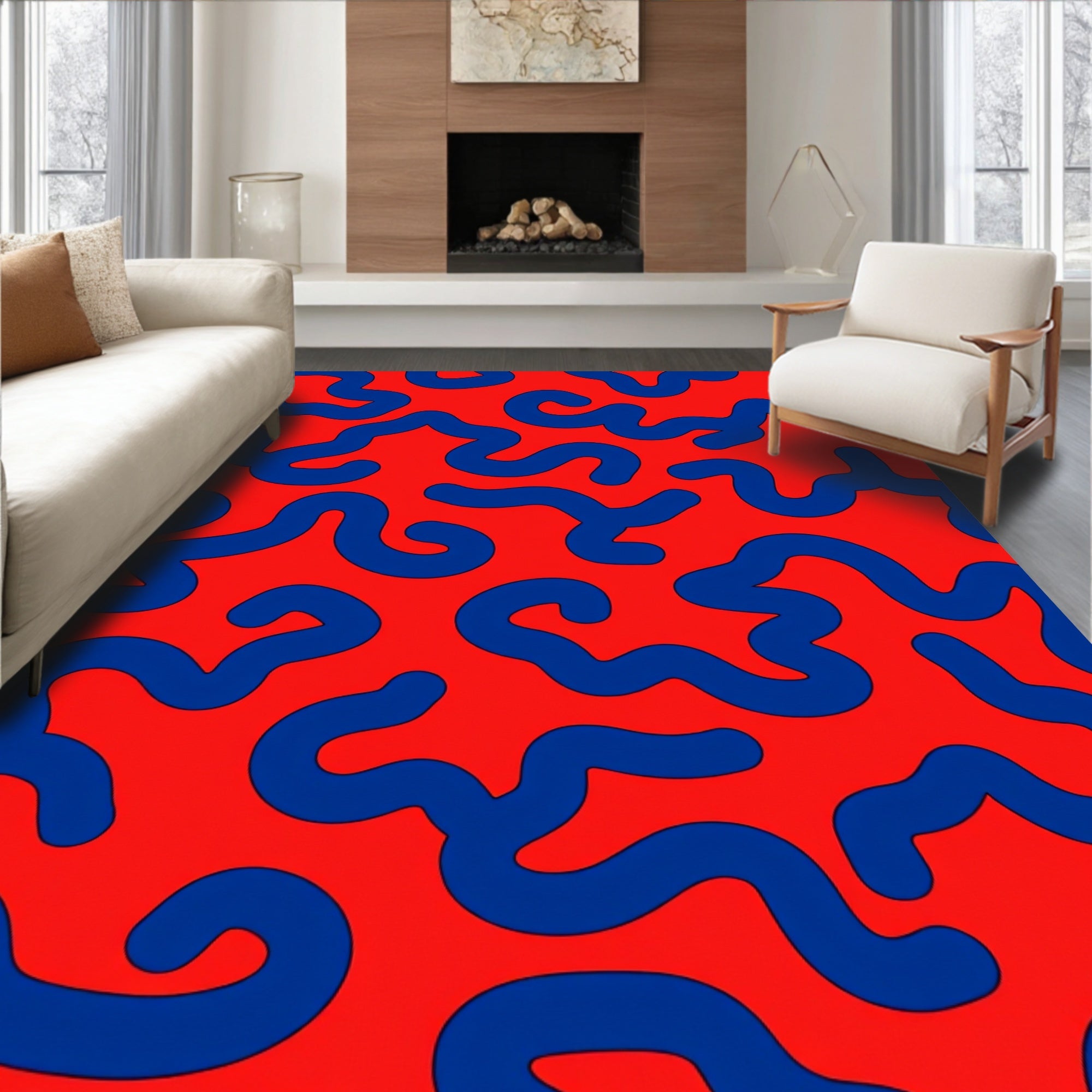 Bold Wavy Abstract Pattern Rug