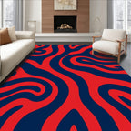 Red Blue Abstract Swirl Pattern Rug