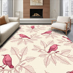 Pink Birds Perched on Branch Pattern Rug