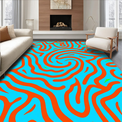 Abstract Swirl Bright Lines Rug