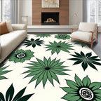 Green Floral Starburst Pattern Area Rug