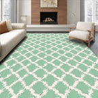 Soft Mint Lattice Diamond Rug
