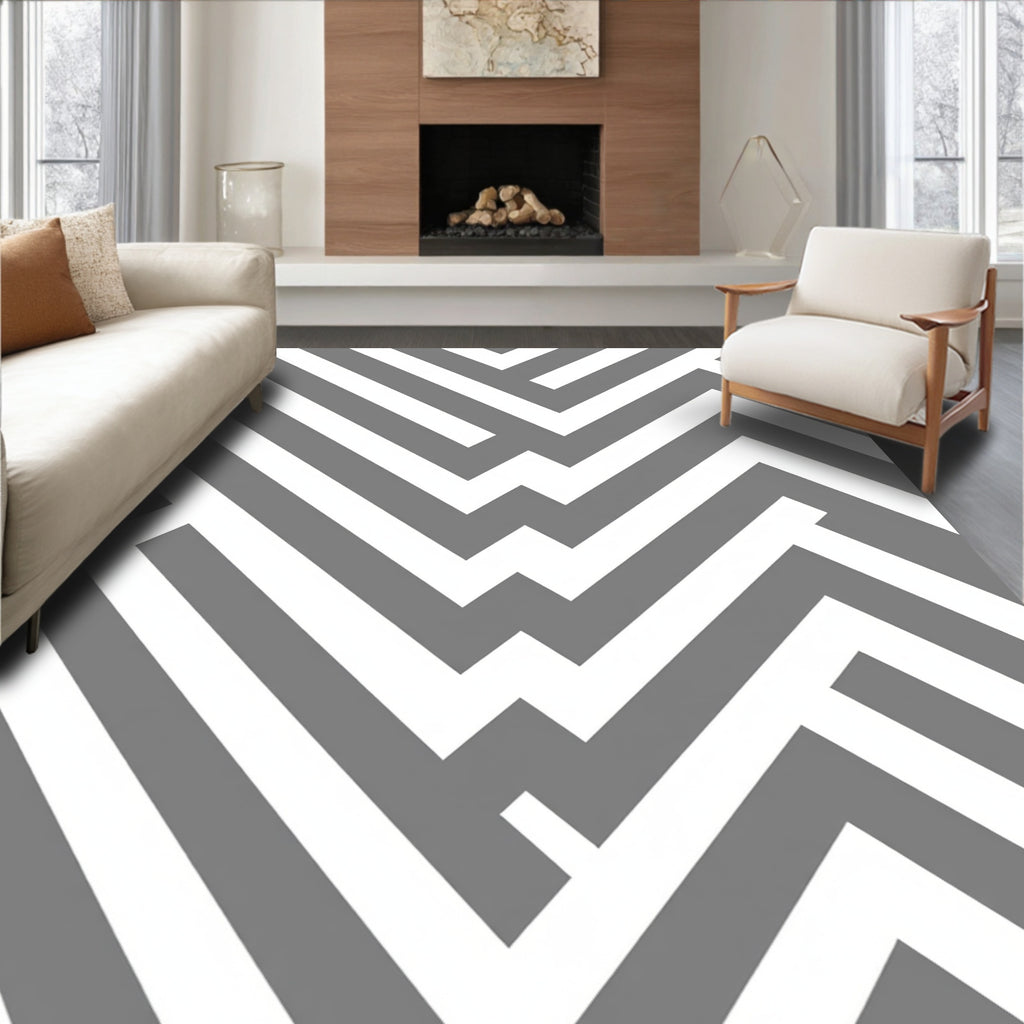 Modern Linear Geometric Pattern Rug