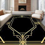 Geometric Gold Art Deco Frame Rug