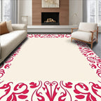 Elegant Red Floral Scroll Border Rug