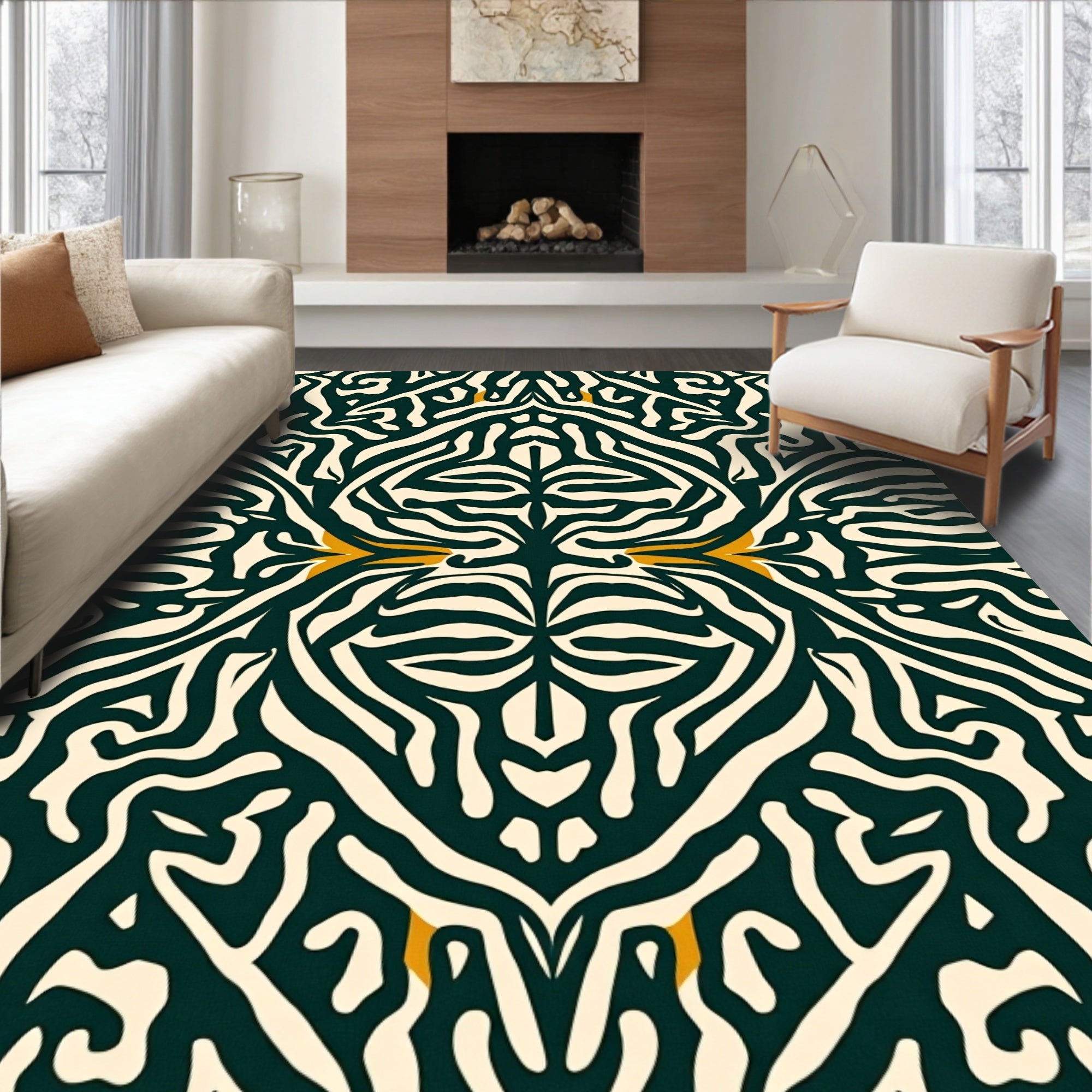 Abstract Zebra Patterned Design Rug