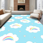 Whimsical Cloud Rainbow Pattern Rug