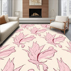 Soft Pink Floral Pattern Design Rug