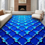 Cool Blue Geometric Pattern Rug