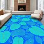 Blue Teal Leaf Pattern Rug