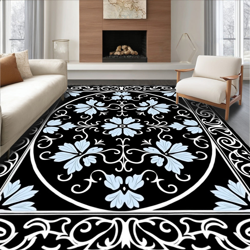 Ornate Floral Scroll Work Rug