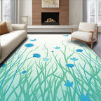 Blue Butterfly Meadow Floral Arrangement Rug