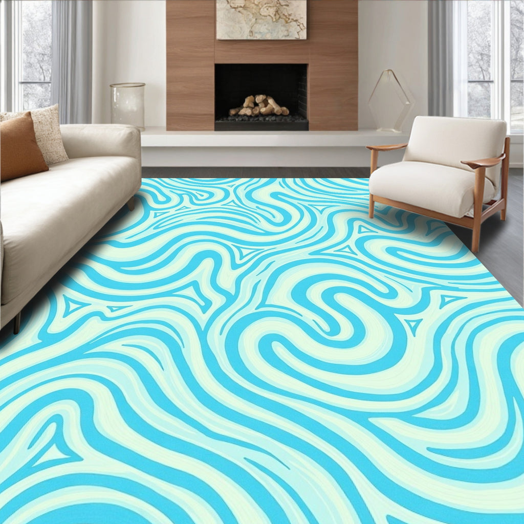 Blue Swirl Abstract Pattern Rug