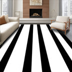 Bold Black White Stripe Design Rug