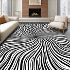 Abstract Black White Swirl Pattern Rug