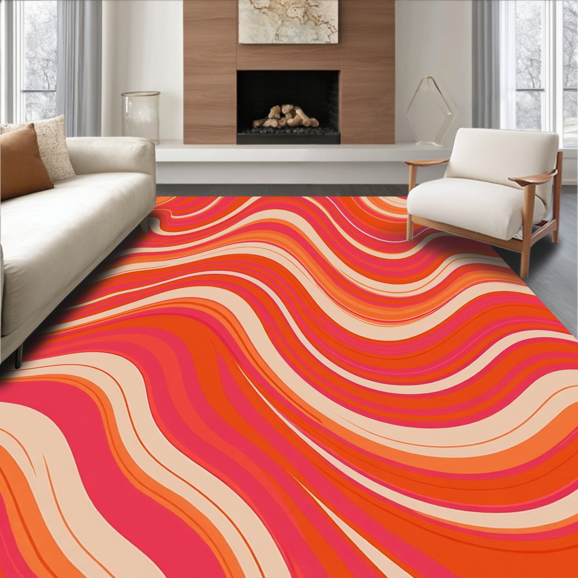 Retro Swirl Warm Tones Style Rug