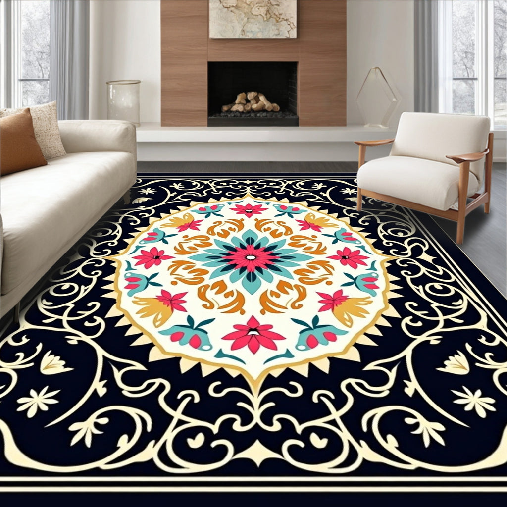 Ornate Floral Mandala Design Rug