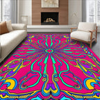 Vibrant Psychedelic Swirl Floral Pattern Rug