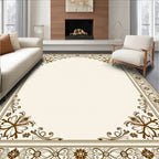 Ornate Floral Scrollwork Border Design Rug