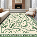 Green Birds on Twig Design Rug