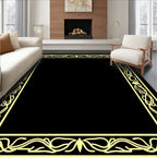 Golden Floral Scroll Frame Design Rug
