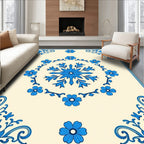 Classic Blue Floral Mandala Pattern Rug