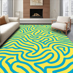Bold Blue Flowing Lines Rug