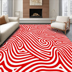 Bold Red Swirl Lines Rug