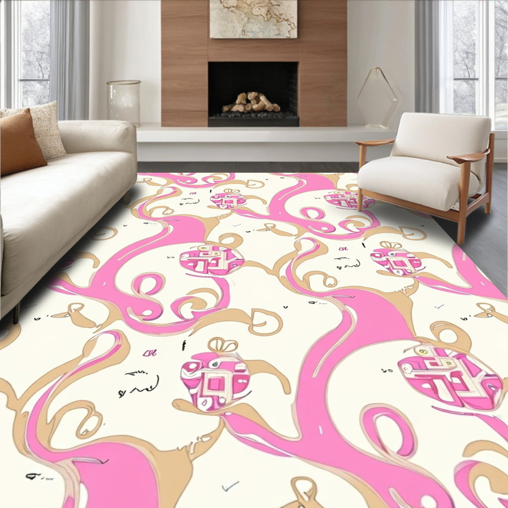 Pink Abstract Swirls Pattern Rug