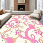 Pink Abstract Swirls Pattern Rug