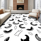 Abstract Crescent Shapes Graphic Pattern Rug