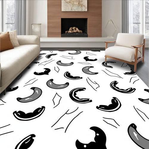 Abstract Crescent Shapes Graphic Pattern Rug