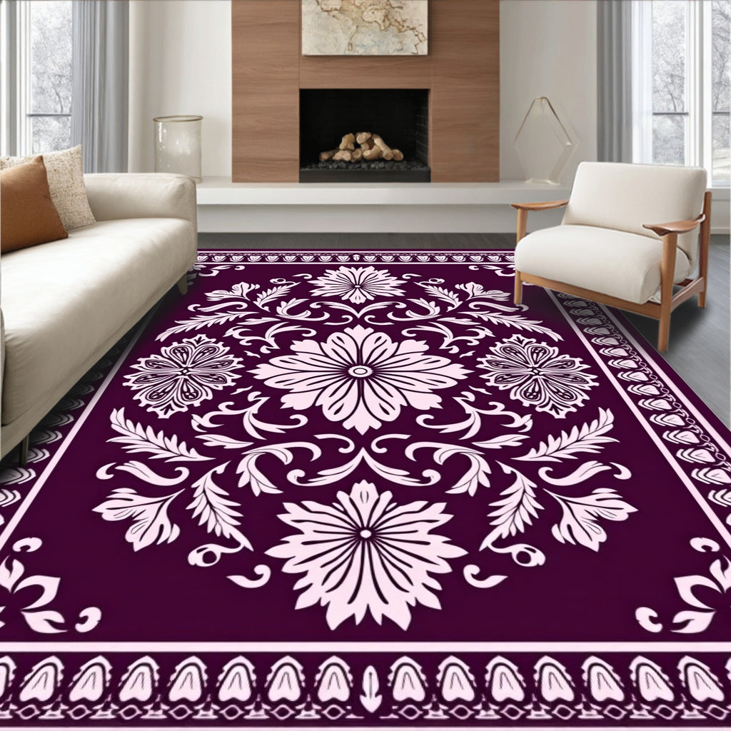 Ornate Floral Vineyard Pattern Rug