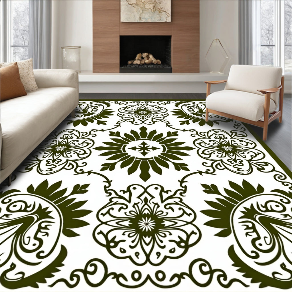 Elegant Floral Medallion Pattern Rug