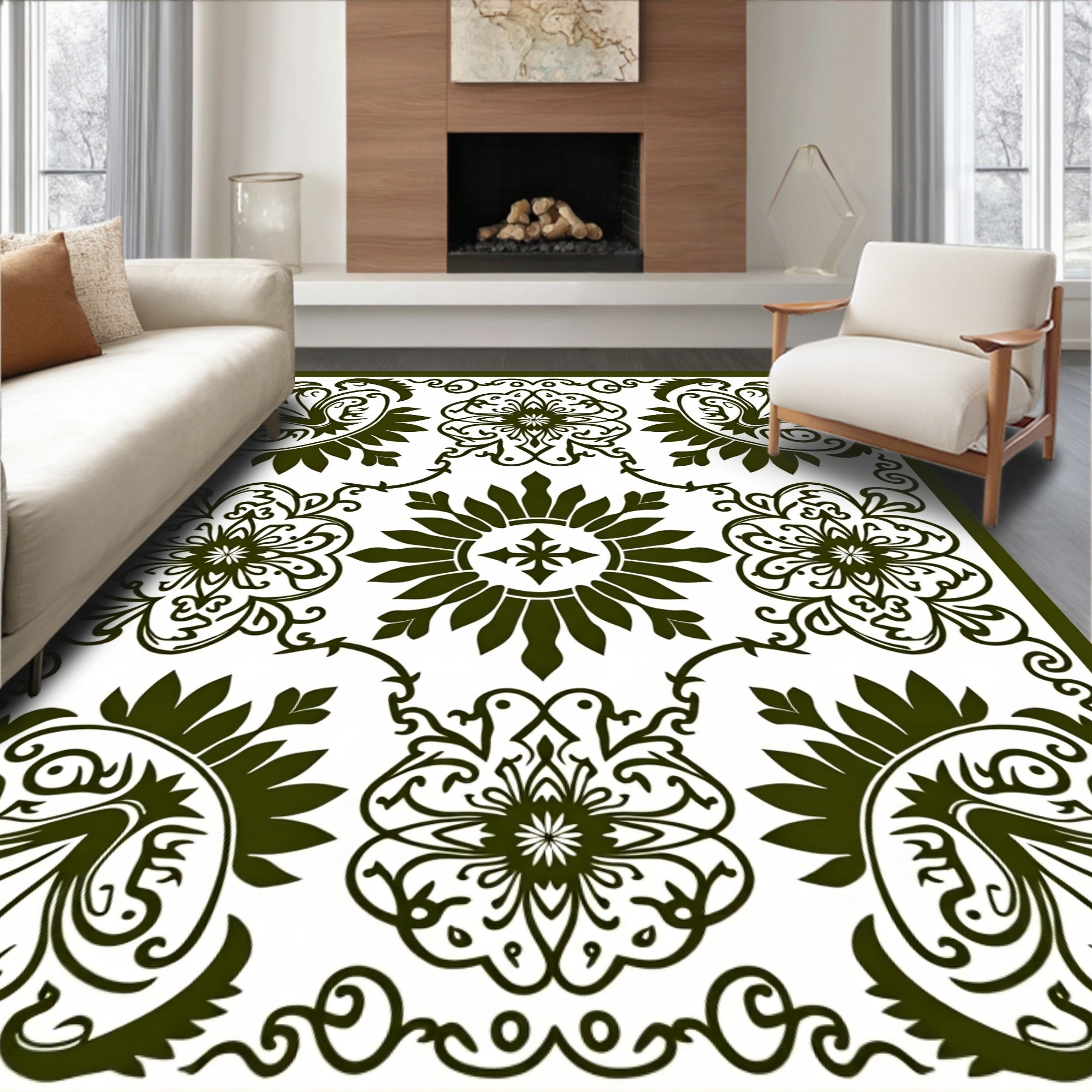 Elegant Floral Medallion Pattern Rug