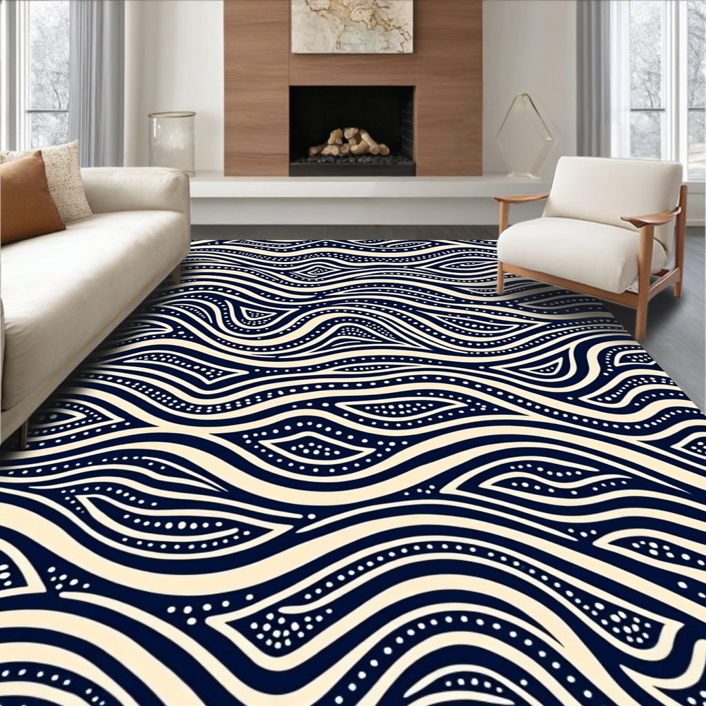 Abstract Wavy Dot Pattern Design Rug
