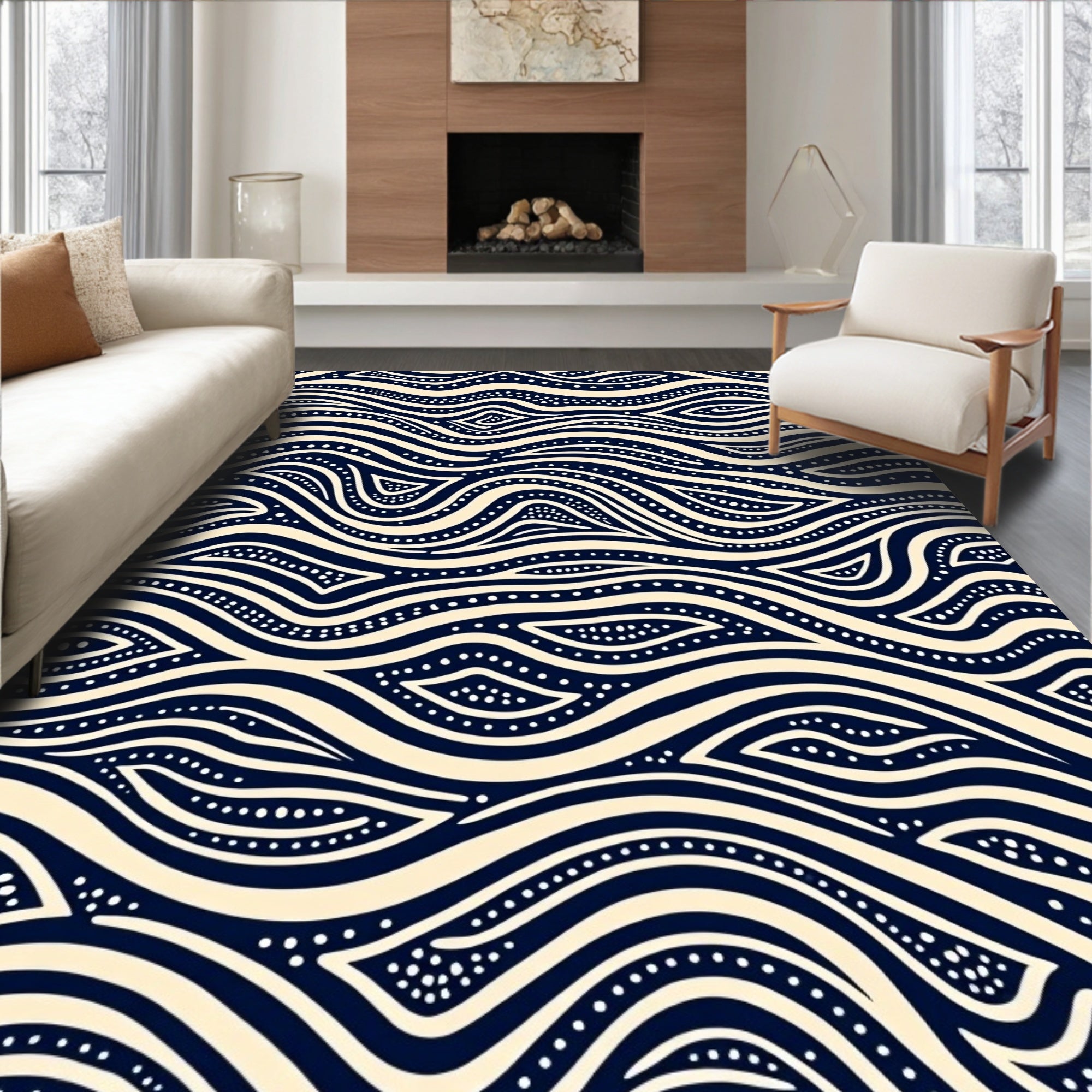 Abstract Wavy Dot Pattern Design Rug